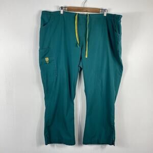 Spread Good Cheer Wonderwink Size 3X Petite Romeo Scrub Pants Green 5026